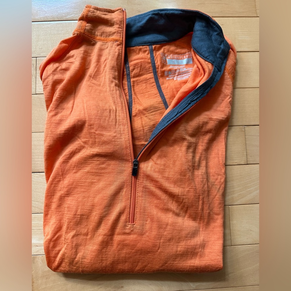 Ibex merino wool lightweight vibrant orange quarter-zip baselayer – women’s s